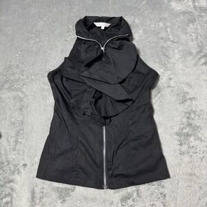 VTG Y2K Costa Blanca Ruffle Zipper Front Sleeveless‎ Top Size XS Indie Grunge